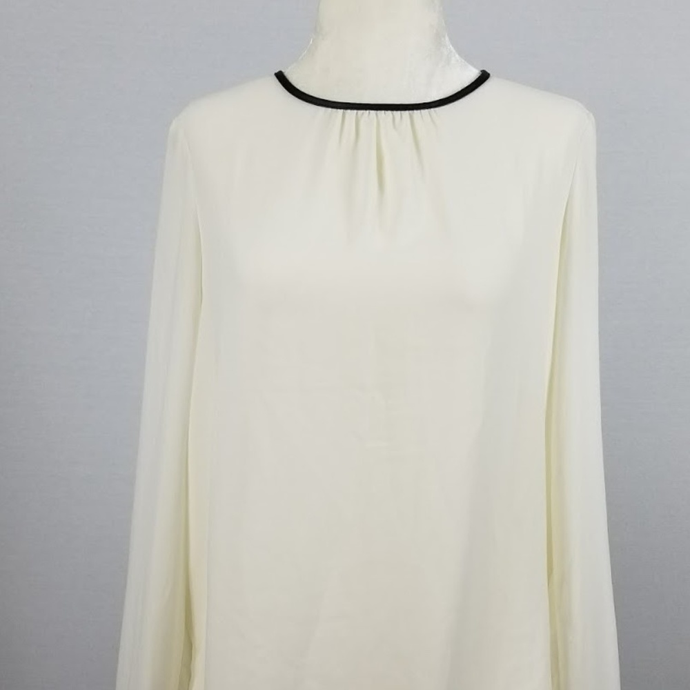 FOREVER-21-Faux-Leather-Trim-Blouse- Top  Size S